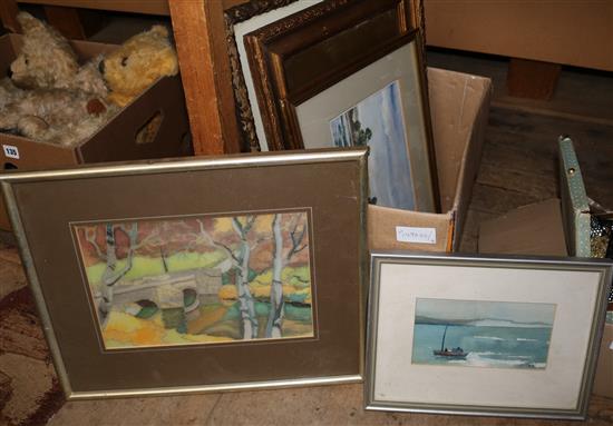 Qty of mixed watercolours etc